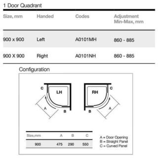 Merlyn Ionic Essence Frameless 1 Door Quadrant Shower Enclosure - Image 2