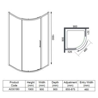 Merlyn Ionic Express Framed 1 Door Quadrant Shower Enclosure - 900mm x 900mm - Chrome - Image 2