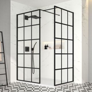 Merlyn Black Squared Double Entry Shower wall - 2000mm x 1200mm - Image 3