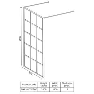 Merlyn Black Squared Double Entry Shower wall - 2000mm x 1200mm - Image 2