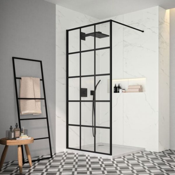 Merlyn Black Squared Shower wall Wetroom Panel