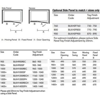 Merlyn Black Inline Hinged Shower Door - Side Panel Options - Image 2