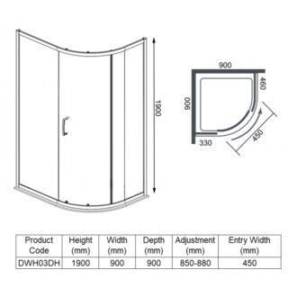 Merlyn Ionic Essence Framed 1 Door Quadrant Shower Enclosure - 900mm x 900mm - Chrome - Image 2