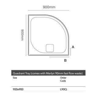 Merlyn Level25 Quadrant Shower Tray with Waste - 900mm x 900mm - White - Image 2