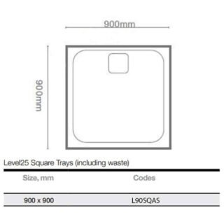 Merlyn Level25 Slip Resistant Square Shower Tray with Waste - 900mm x 900mm - Matt White - Image 2