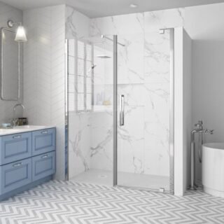 Merlyn 10 Series Pivot Shower Door with Inline Panel - Side Panel Options - Image 4