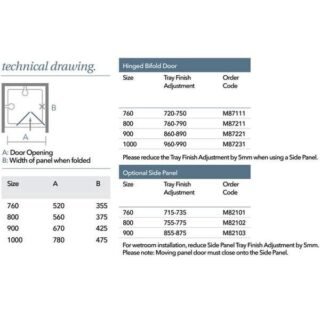 Merlyn 8 Series Frameless  Hinged Bi-Fold Shower Door - Side Panel Options - Image 2