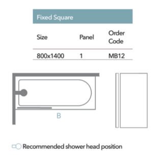 Merlyn Fixed Square Bath Screen - 5mm Glass - 1400mm x 800mm - Image 2