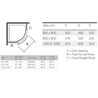 Merlyn Mbox Single Door Quadrant Shower Enclosure - Image 2