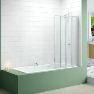 Merlyn Four Folding Bath Screen - 4mm Glass - 1400mm x 850mm - Image 3