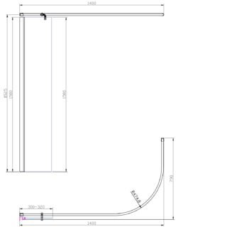 Merlyn Mbox Curtain Rail Fixed Bath Screen - 6mm Glass - 1500mm x 300mm - Image 2