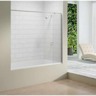 Merlyn Bath Screen With Curtain Rail - 6mm Glass - 1500mm x 300mm - Image 3