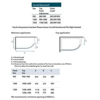 Merlyn 8 Series Curved Wetroom Glass Panel - Image 2