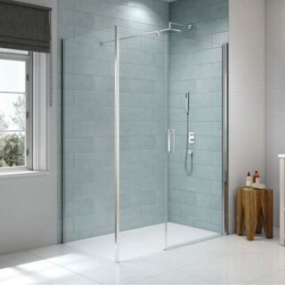 Merlyn 8 Series Frameless Pivot Shower Door With Inline Panel - Side Panel Options - Image 4