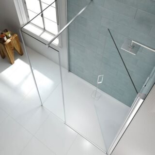Merlyn 8 Series Frameless Pivot Shower Door With Inline Panel - Side Panel Options - Image 5