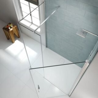 Merlyn 8 Series Frameless Pivot Shower Door With Inline Panel - Side Panel Options - Image 6