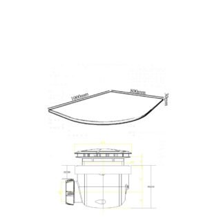 Merlyn TrueStone Offset Quadrant Shower Tray with Waste - Image 2