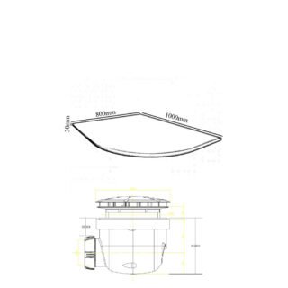 Merlyn TrueStone Offset Quadrant Shower Tray with Waste - Image 3