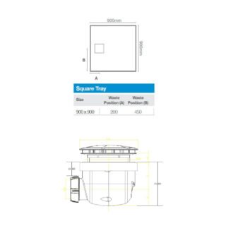 Merlyn TrueStone Square Shower Tray with Waste - Image 2