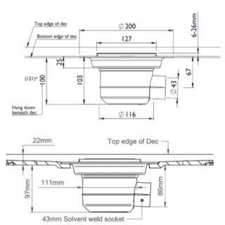 Impey Tiled Floor Horizontal Outlet Gravity Shower Waste Trap With Stainless Steel Grate - Image 2