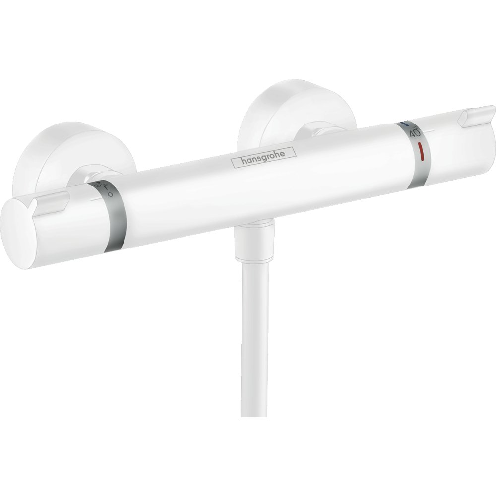 Hansgrohe Ecostat Comfort Thermostatic One Outlet Exposed Shower - Matt White