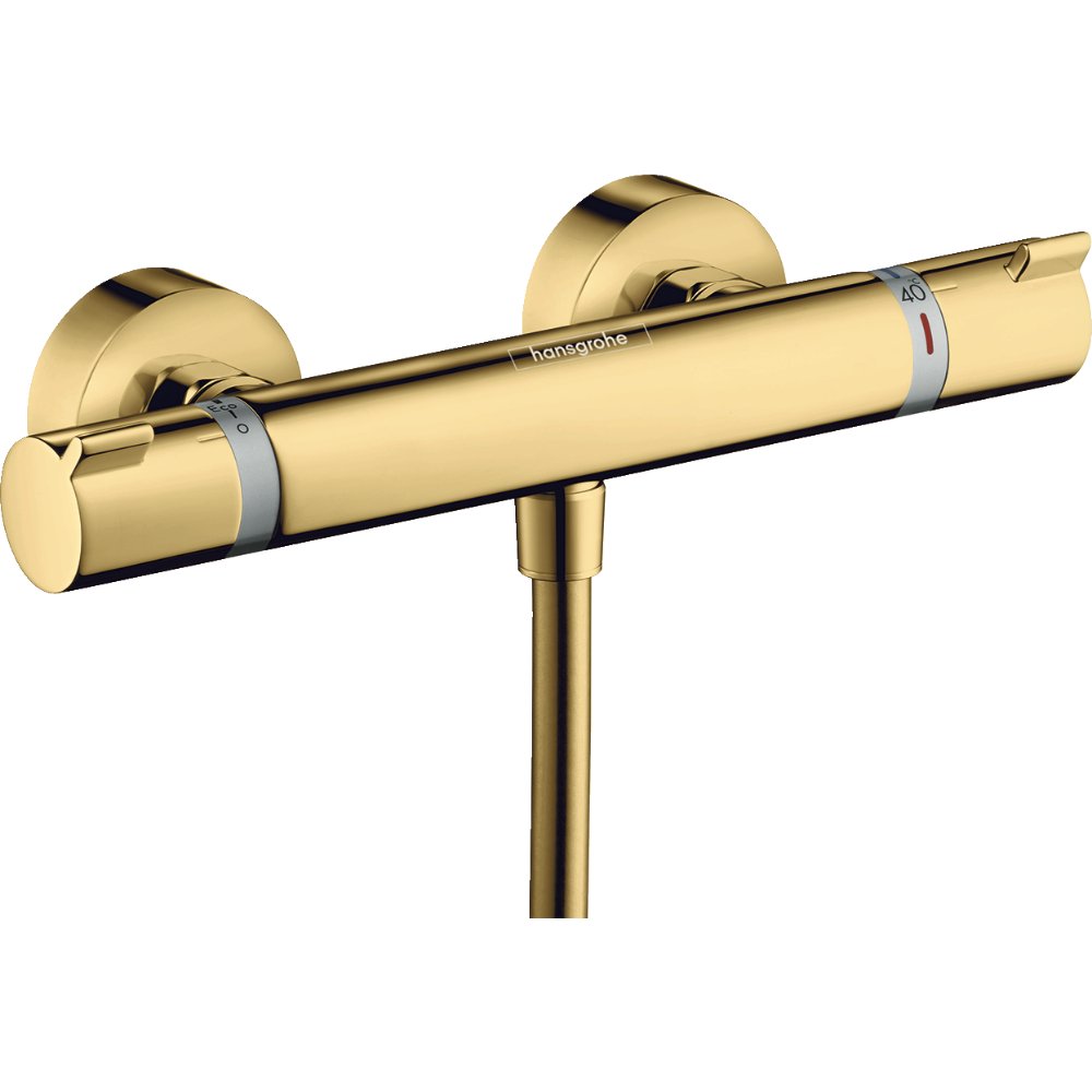 Hansgrohe Ecostat Comfort Thermostatic One Outlet Exposed Shower - Polished Gold Optic
