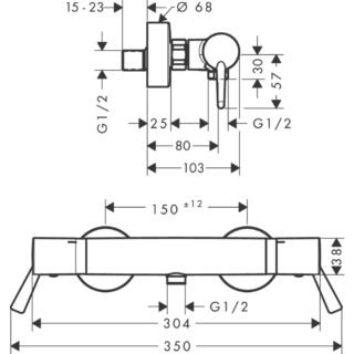 Hansgrohe Ecostat Thermostatic One Outlet Exposed Shower With Extra Long Handles - Chrome - Image 2