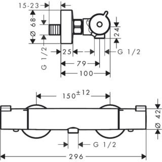 Hansgrohe Ecostat 1001 Cl Thermostatic One Outlet Exposed Shower - Chrome - Image 2