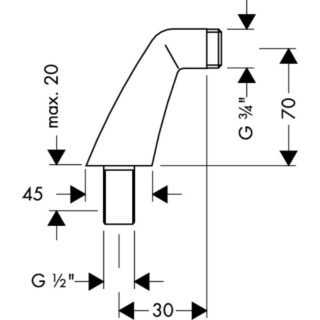 Hansgrohe Pillar Unions For Fitting Onto 70mm High Bath Rim - Chrome - Image 2