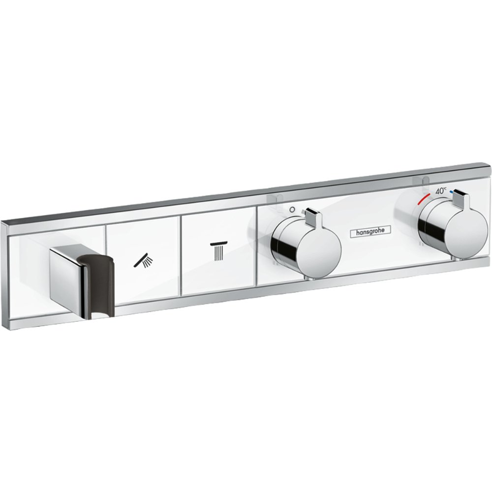 Hansgrohe Rainselect 2 Outlet Thermostatic Concealed Shower Valve - White/Chrome