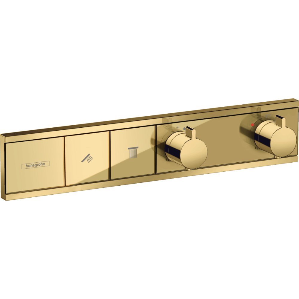 Hansgrohe Rainselect 2 Outlet Thermostatic Concealed Shower Valve For 2 Function - Polished Gold Optic