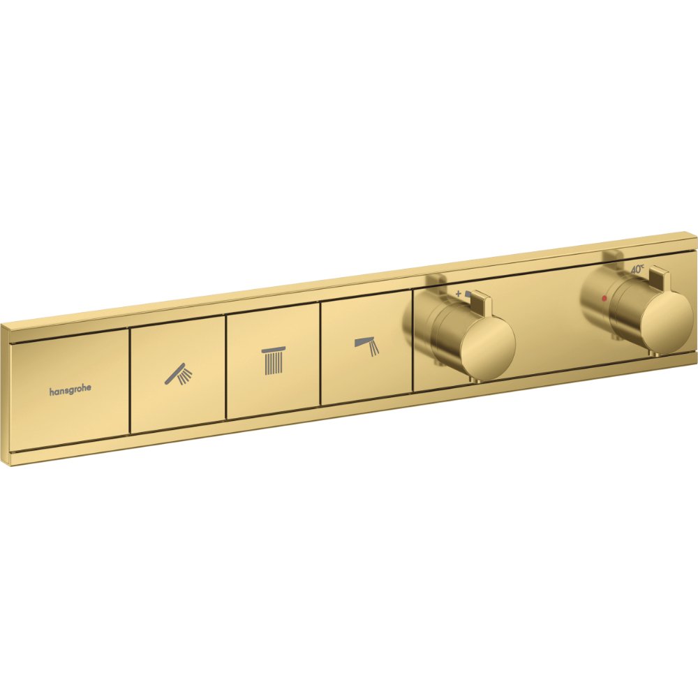 Hansgrohe Rainselect 3 Outlet Thermostatic Concealed Shower Valve For 3 Functions - Polished Gold Optic
