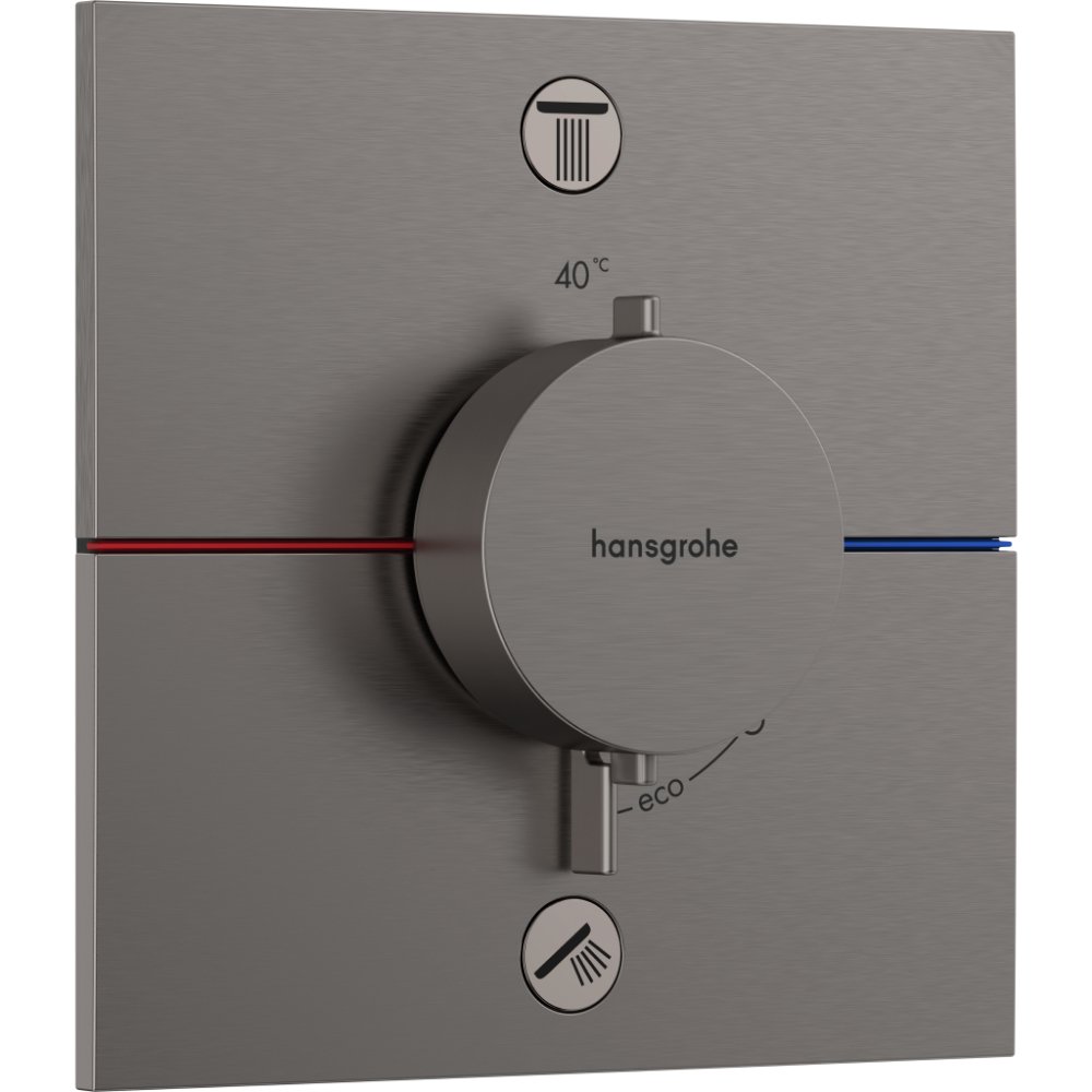 Hansgrohe Showerselect Comfort E 2 Outlet Concealed Thermostatic Shower Valve - Brushed Black Chrome