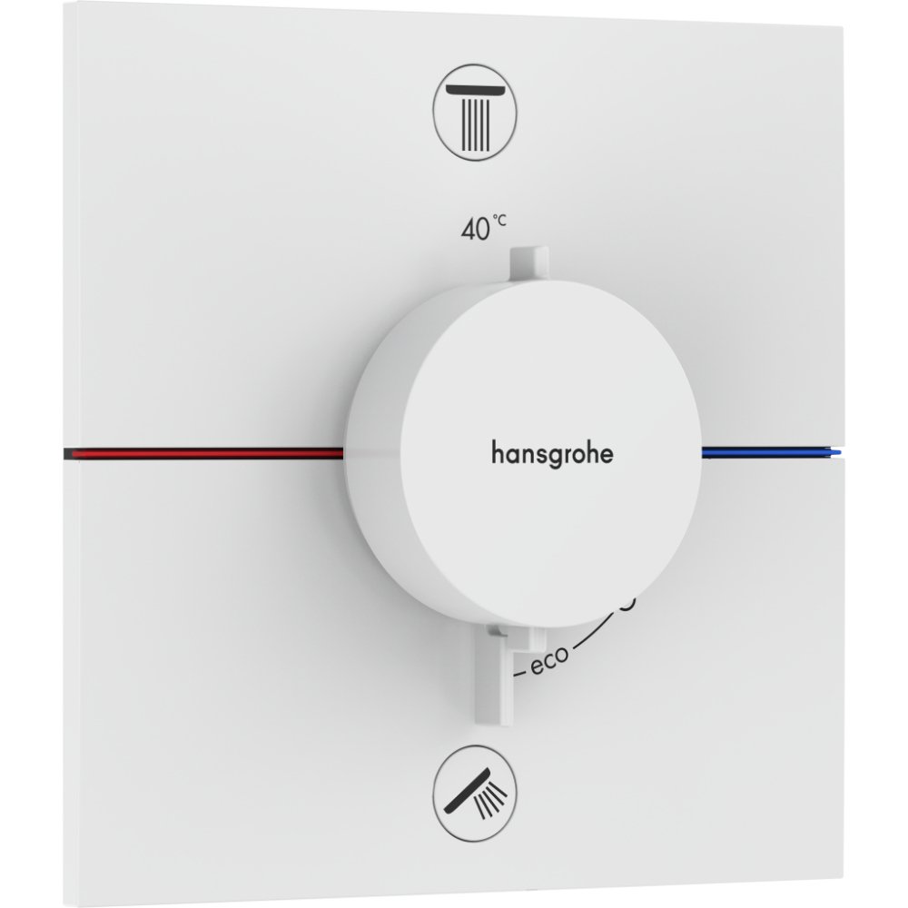 Hansgrohe ShowerSelect Comfort E 2 Outlet Thermostatic Concealed Shower Valve - Matt White