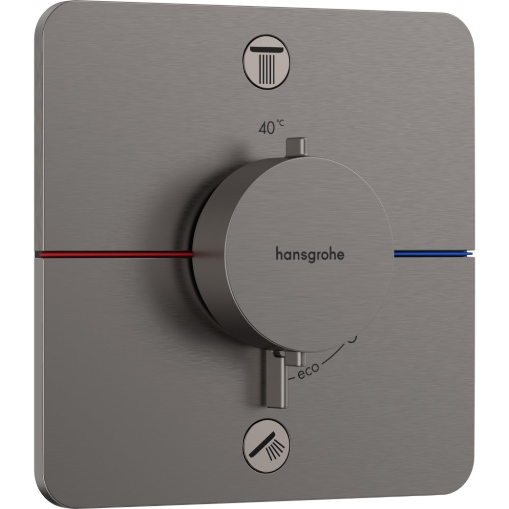 Hansgrohe ShowerSelect Comfort Q Thermostatic 2 Outlet Concealed Shower Valve With Integrated Security - Brushed Black Chrome