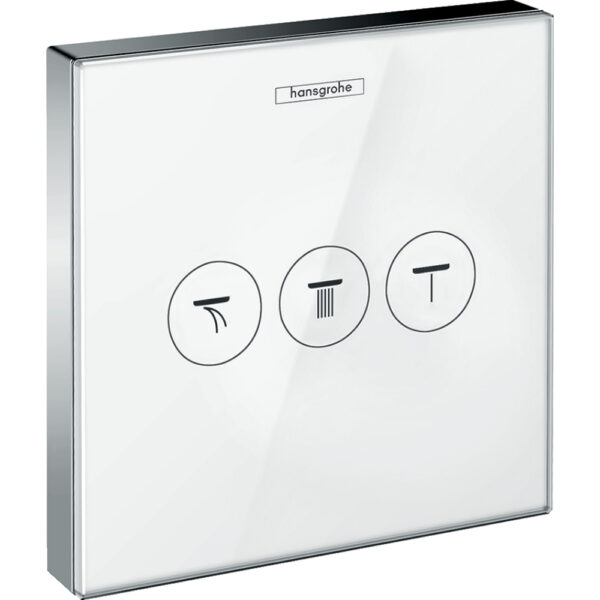 Hansgrohe Showerselect Glass 3 Outlet Thermostatic Concealed Shower Valve - White/Chrome