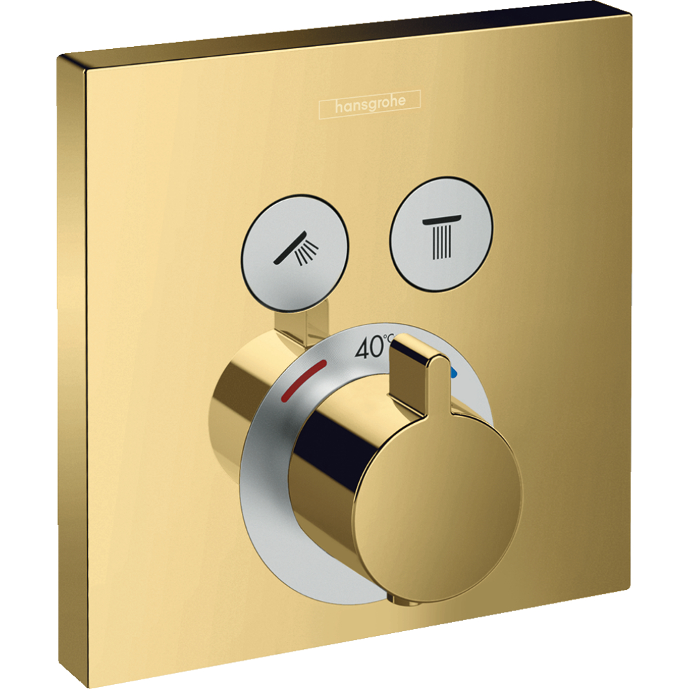Hansgrohe Showerselect 2 Outlet Thermostatic Concealed Shower Valve - Polished Gold Optic