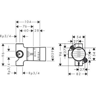 Hansgrohe Basic Set For Trio Shut-Off Diverter Valve For Concealed Installation - Image 2