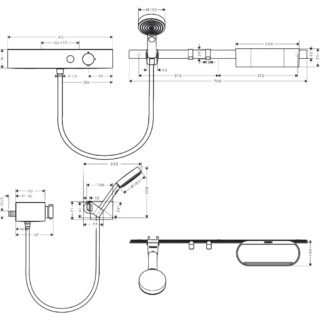 Hansgrohe Wallstoris Bundle Hand Shower 105 3Jet Activation Ecosmart, Thermostat 700mm Wall Bar And Storage Set - Image 2