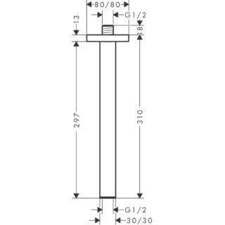 Hansgrohe E Ceiling Connector - 300mm Long - Image 2