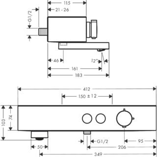 Hansgrohe Showertablet Select 2 Outlet Bar Shower Valve - Image 2