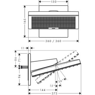 Hansgrohe Pulsify E 260 2Jet Ecosmart Overhead Shower With Wall Connector - Image 2