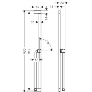 Hansgrohe Unica E Puro 900mm Shower Bar With Easy Slide Handset Holder And Isiflex Shower Hose - Chrome - Image 2