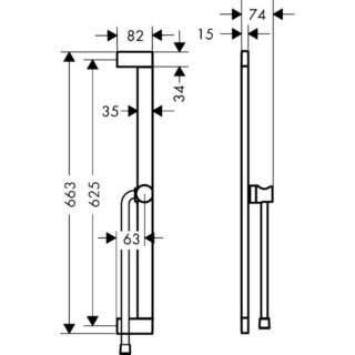 Hansgrohe Unica E Puro 650mm Shower Bar With Easy Slide Handset Holder And Isiflex Shower Hose - Image 2