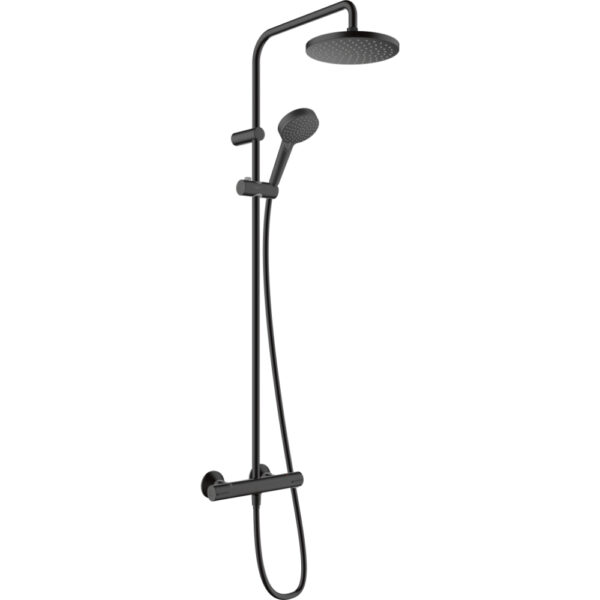 Hansgrohe Vernis Blend 200 1Jet Ecosmart Thermostat Showerpipe - Matt Black