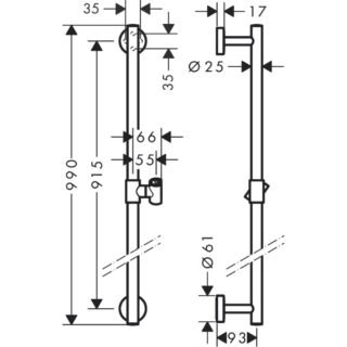 Hansgrohe Unica Comfort Shower Rail - Chrome - Image 3