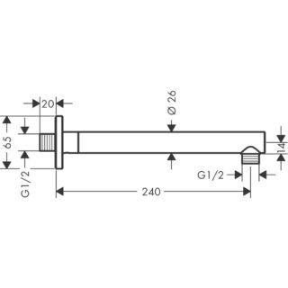 Hansgrohe Vernis Shape Shower Arm - 240mm Long - Image 2