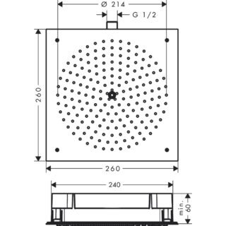 Hansgrohe Raindance 260/260 1Jet Ecosmart Overhead Shower - 9 L/Min - Chrome - Image 2