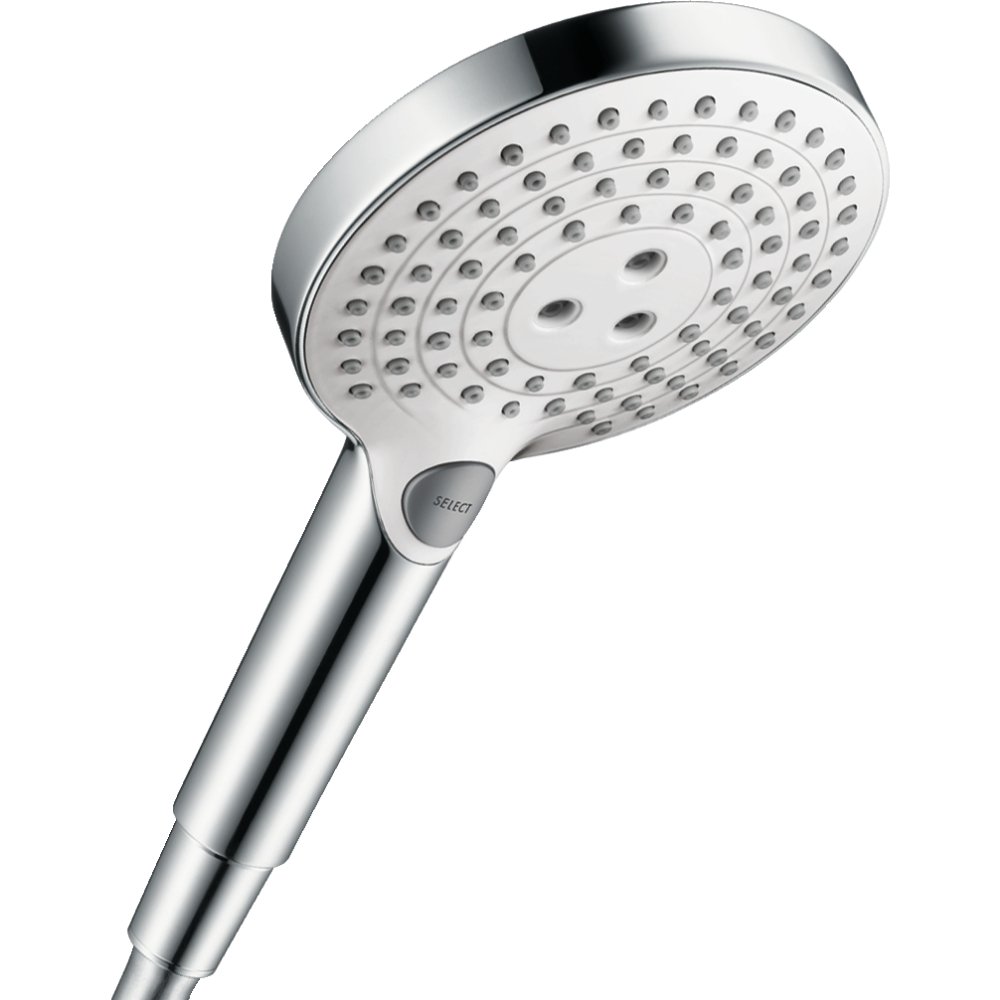 Hansgrohe Raindance Select S 120 3Jet Ecosmart Shower Handset – 9 L/Min - White/Chrome