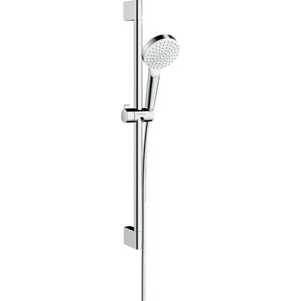 Hansgrohe Crometta 100 1Jet Green Shower Set With 650mm Shower Rail - 6 L/Min - White/Chrome